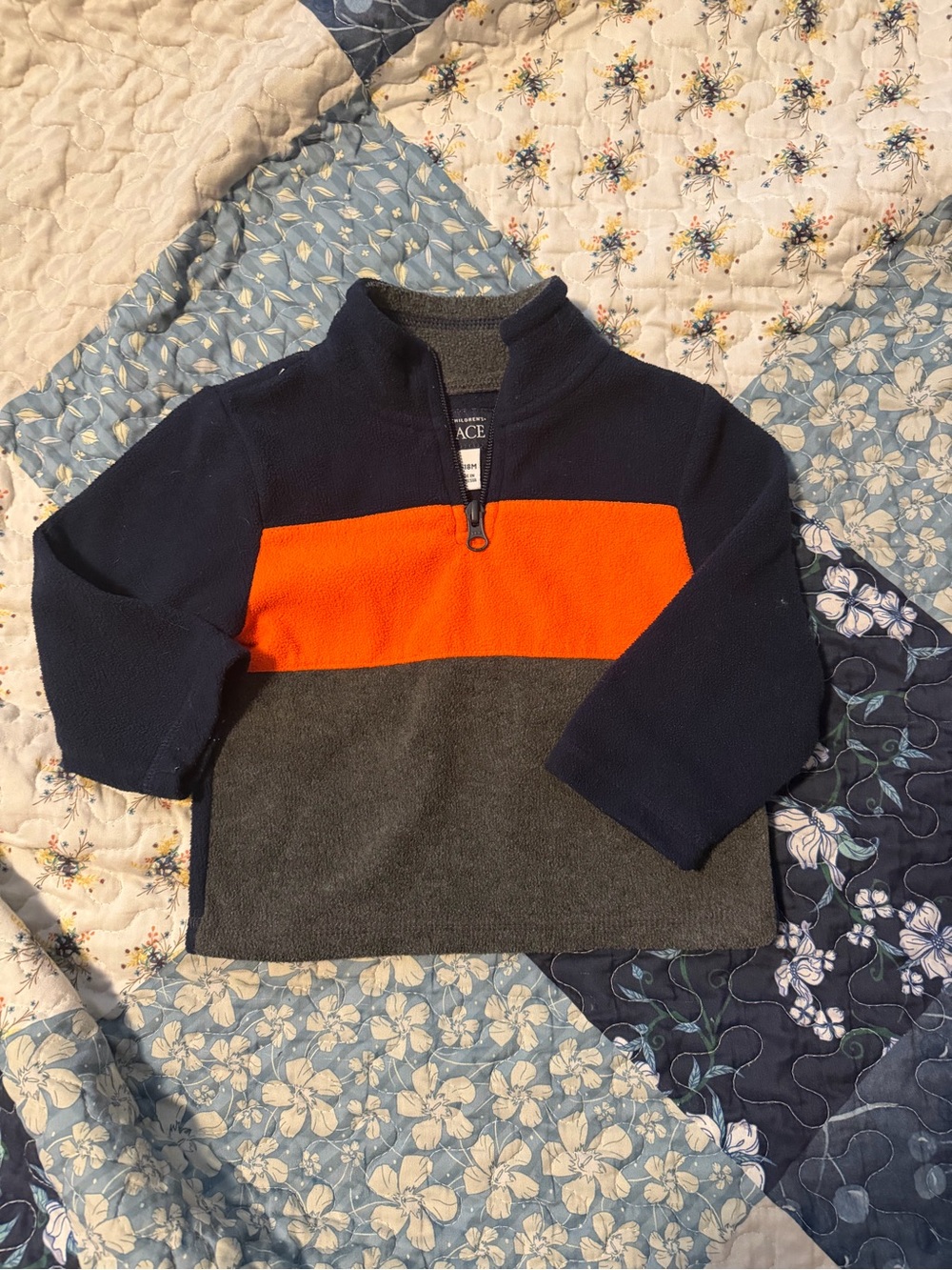 The Children's Place Navy, Orange & Gray Half-Zip Fleece Pullover